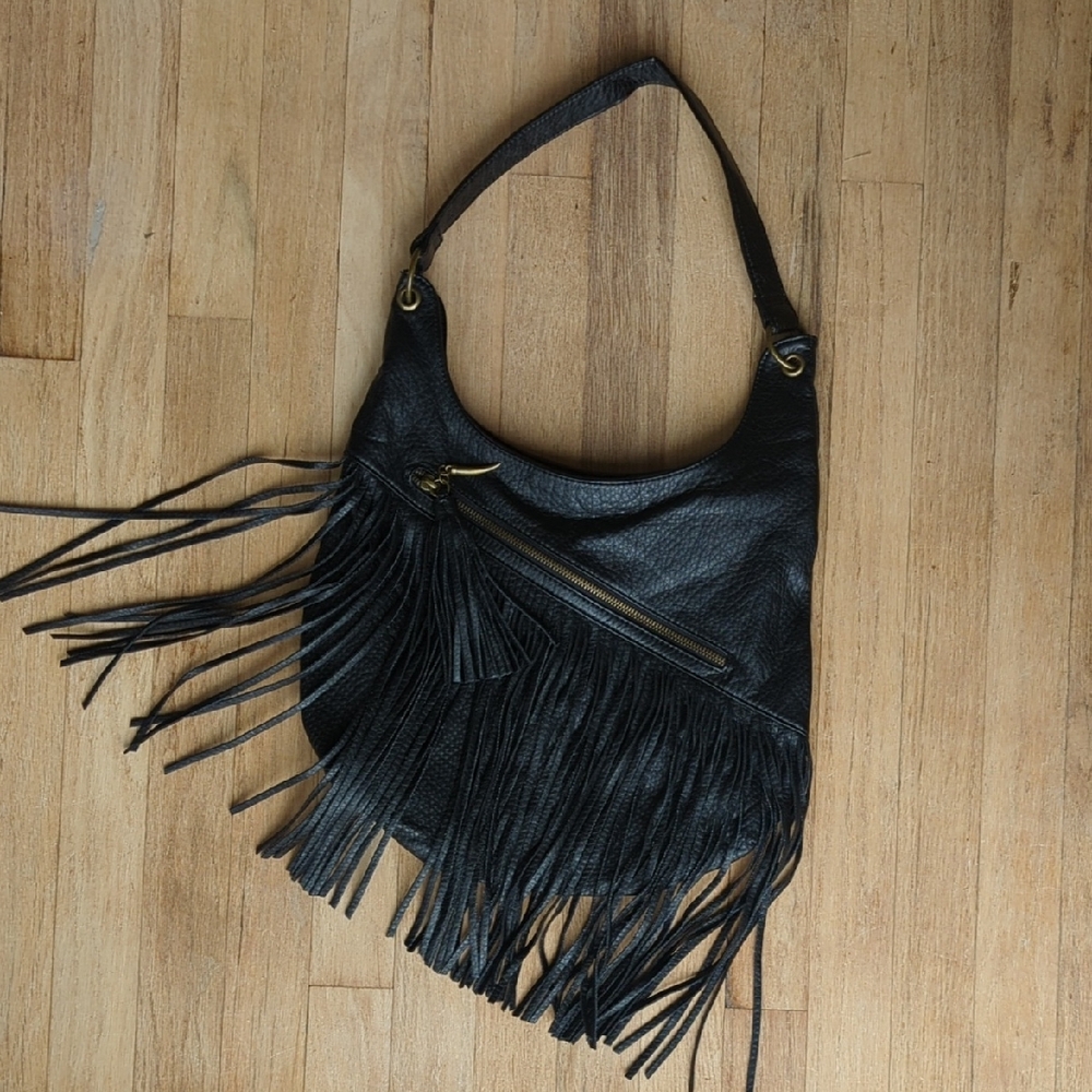 VOLCOM vegan Black Fringe Shoulder Bag
